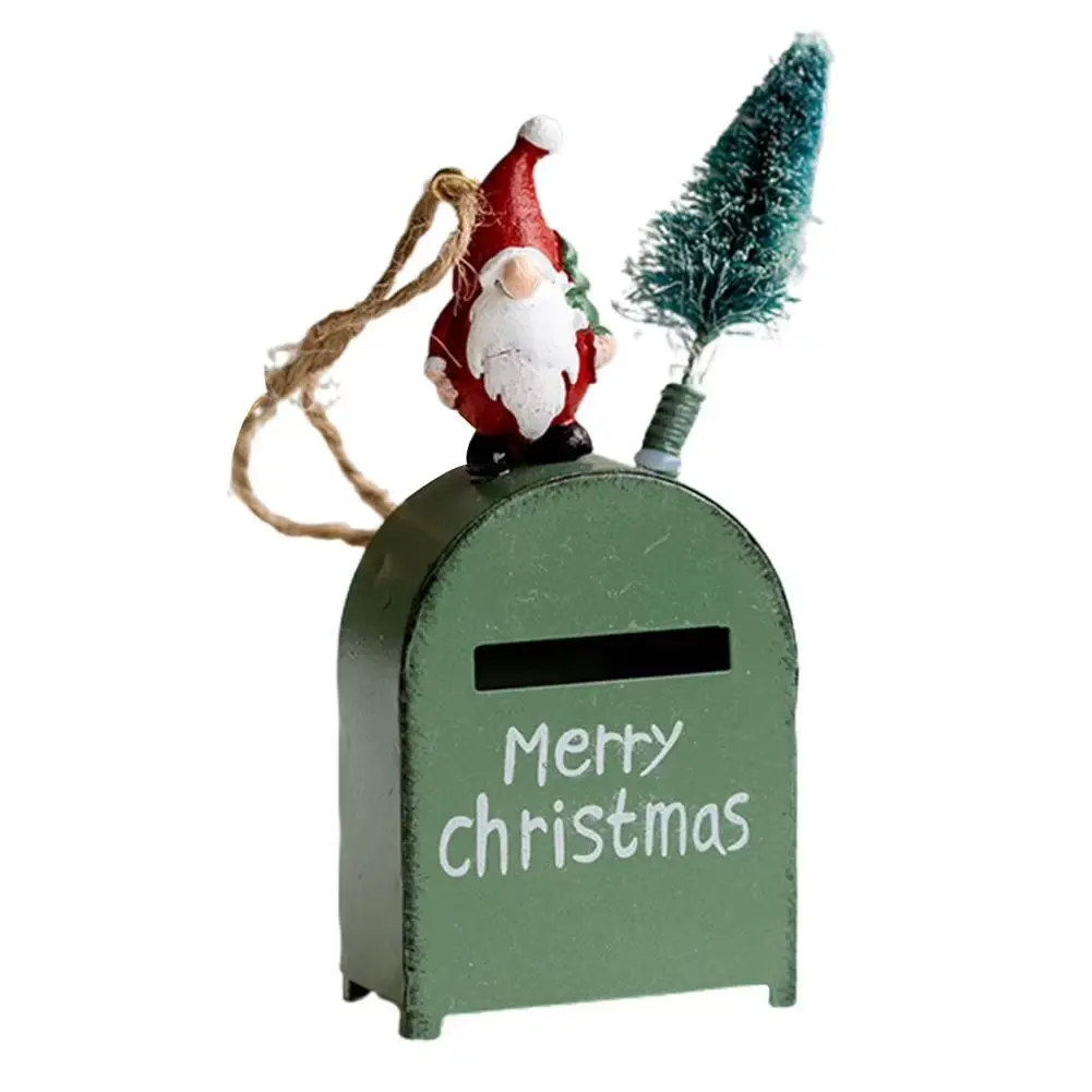 Christmas Tree Decoration Pendant Santa Claus Exquisite Cartoon Iron Mail Box House Pendant Decoration Christmas House Pendant