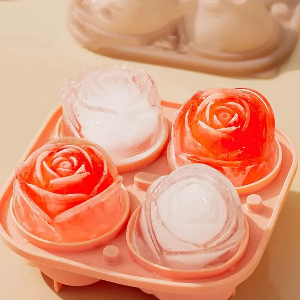 Rose Frozen Ice Block Mold Silicone Ice Grid Ice Maker Easy to Release Whiskey Ice Ball Rose Jelly Model Rose Ice Ball Artifact