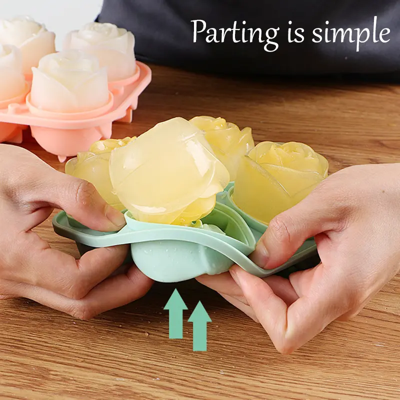Rose Frozen Ice Block Mold Silicone Ice Grid Ice Maker Easy to Release Whiskey Ice Ball Rose Jelly Model Rose Ice Ball Artifact