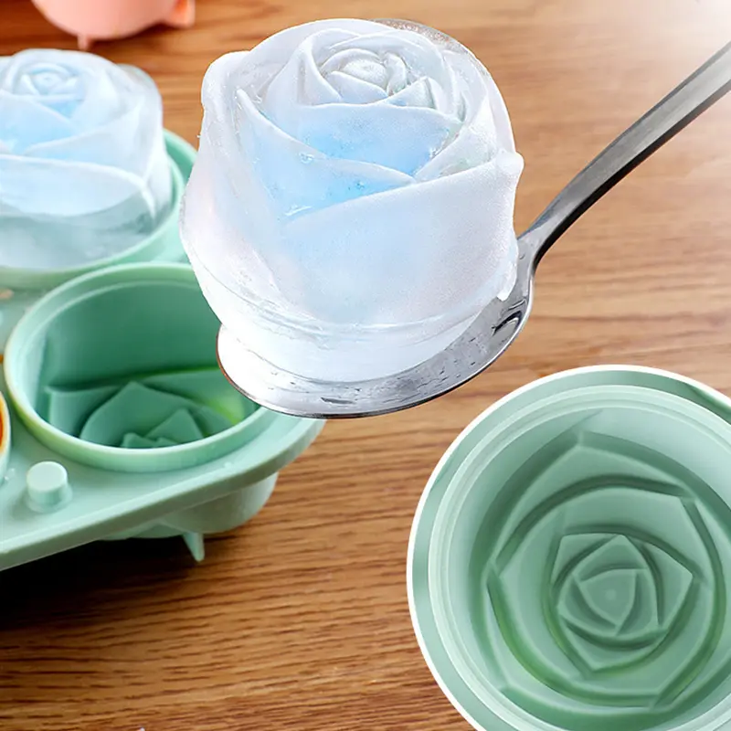 Rose Frozen Ice Block Mold Silicone Ice Grid Ice Maker Easy to Release Whiskey Ice Ball Rose Jelly Model Rose Ice Ball Artifact