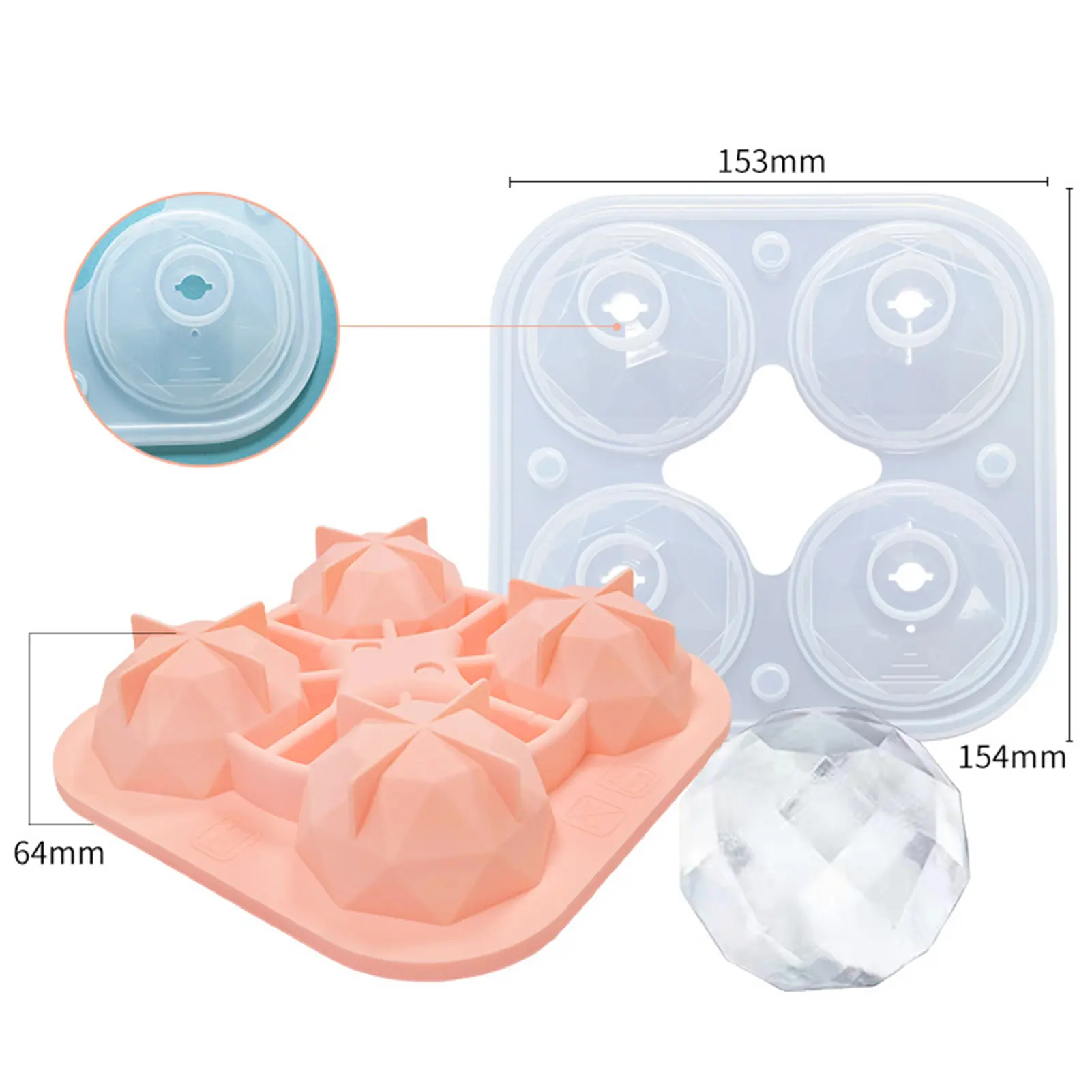 Rose Frozen Ice Block Mold Silicone Ice Grid Ice Maker Easy to Release Whiskey Ice Ball Rose Jelly Model Rose Ice Ball Artifact