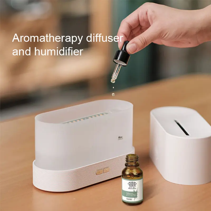 Color Simulation Flame Diffuser Aromatic Air Humidifier Ultrasonic Cold Mist Machine Office Household LED Flame Lamp Humidifier