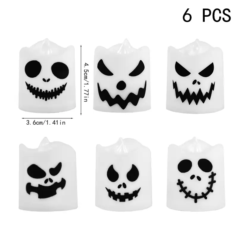 6 PCS Halloween Party Horror Decorations Pumpkin Candle Lights Multi-color Lights Haunted House Horror Props Home Bar Decoration