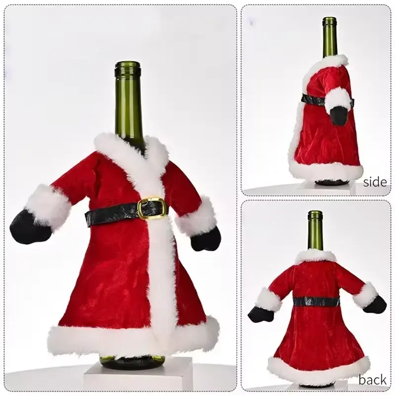 Creative Holy Dress Wine Bottle Set Gold Velvet Dress Sleeve Wine Bottle Bag Sleeve Christmas Table Wine Bottle Decoration