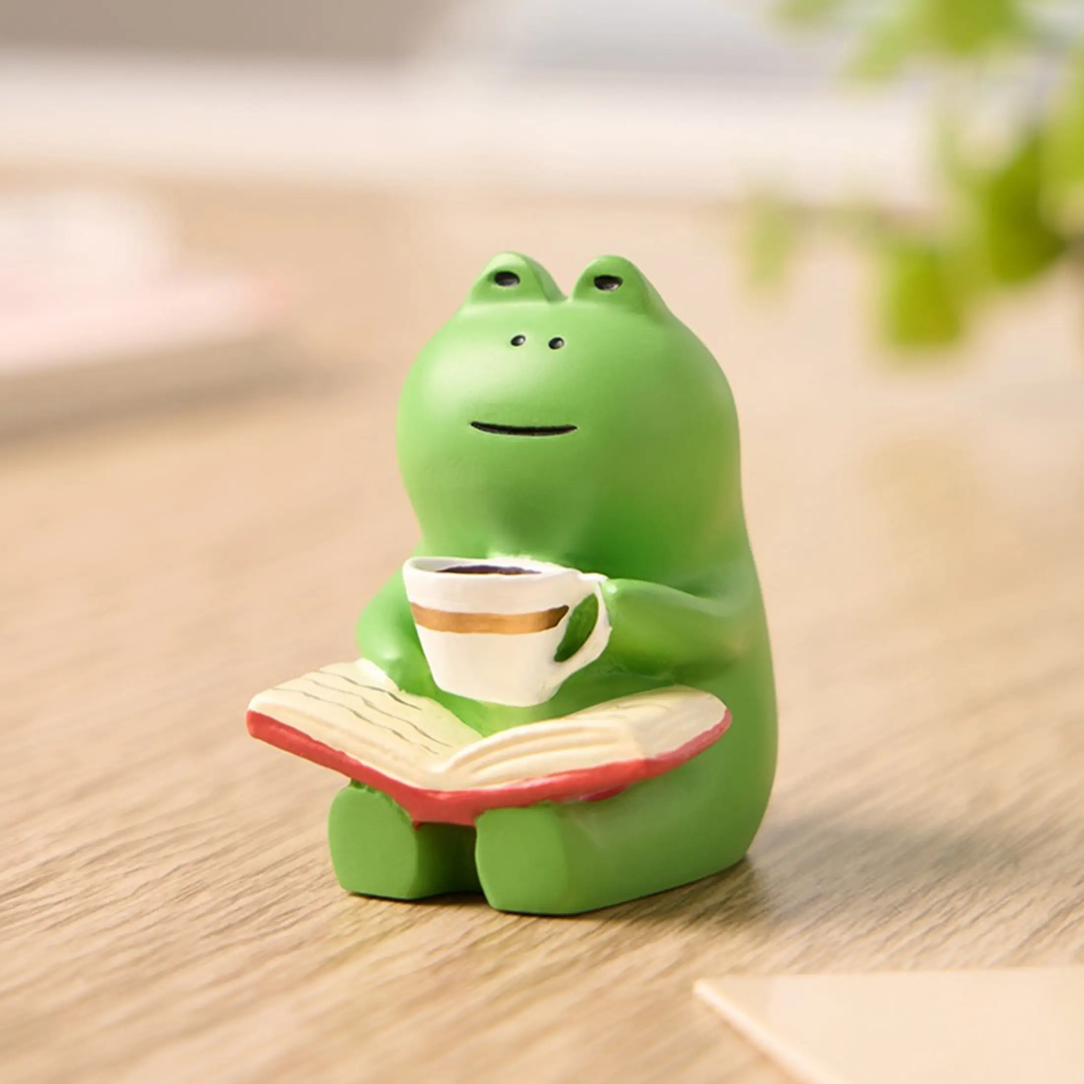 Cute Mini Frog Resin Statue Rocking Chair Design Family Bedroom Japanese Healing Small Decoration Office Desktop Car Decoration