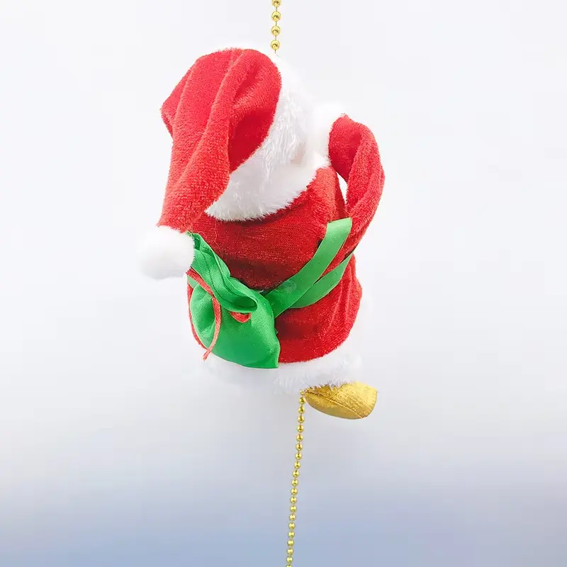 Santa Claus Climbing Beads Battery Operated Electric Climb Up and Down Climbing Santa with Light Music Christmas Decor Ornaments