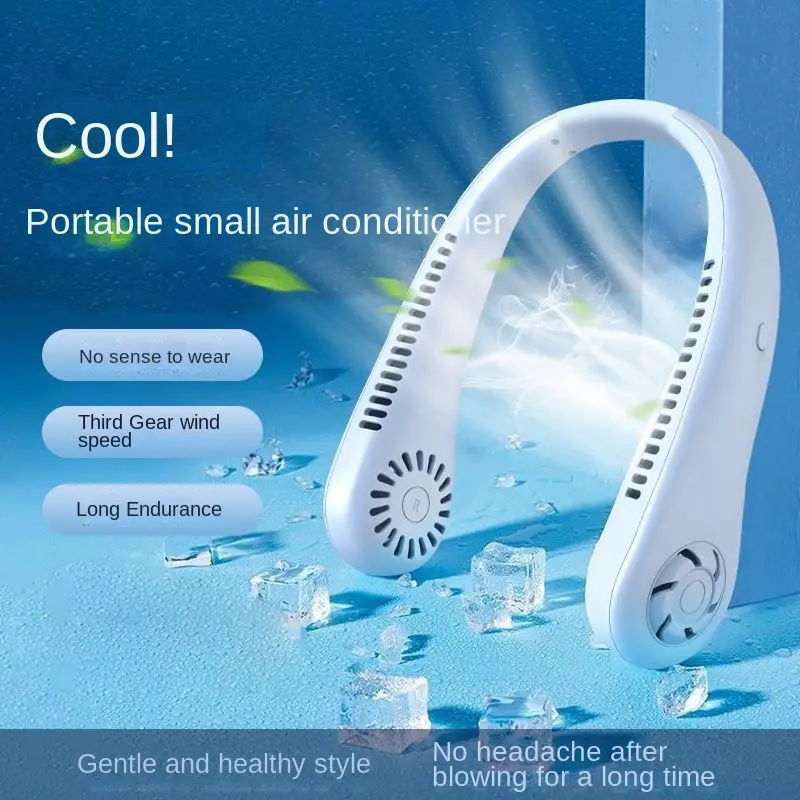 Portable Hanging Neck Fan with No Blades Mini Air Cooler Rechargeable Electric Fan Essential for Lazy People Summer Sports Fan