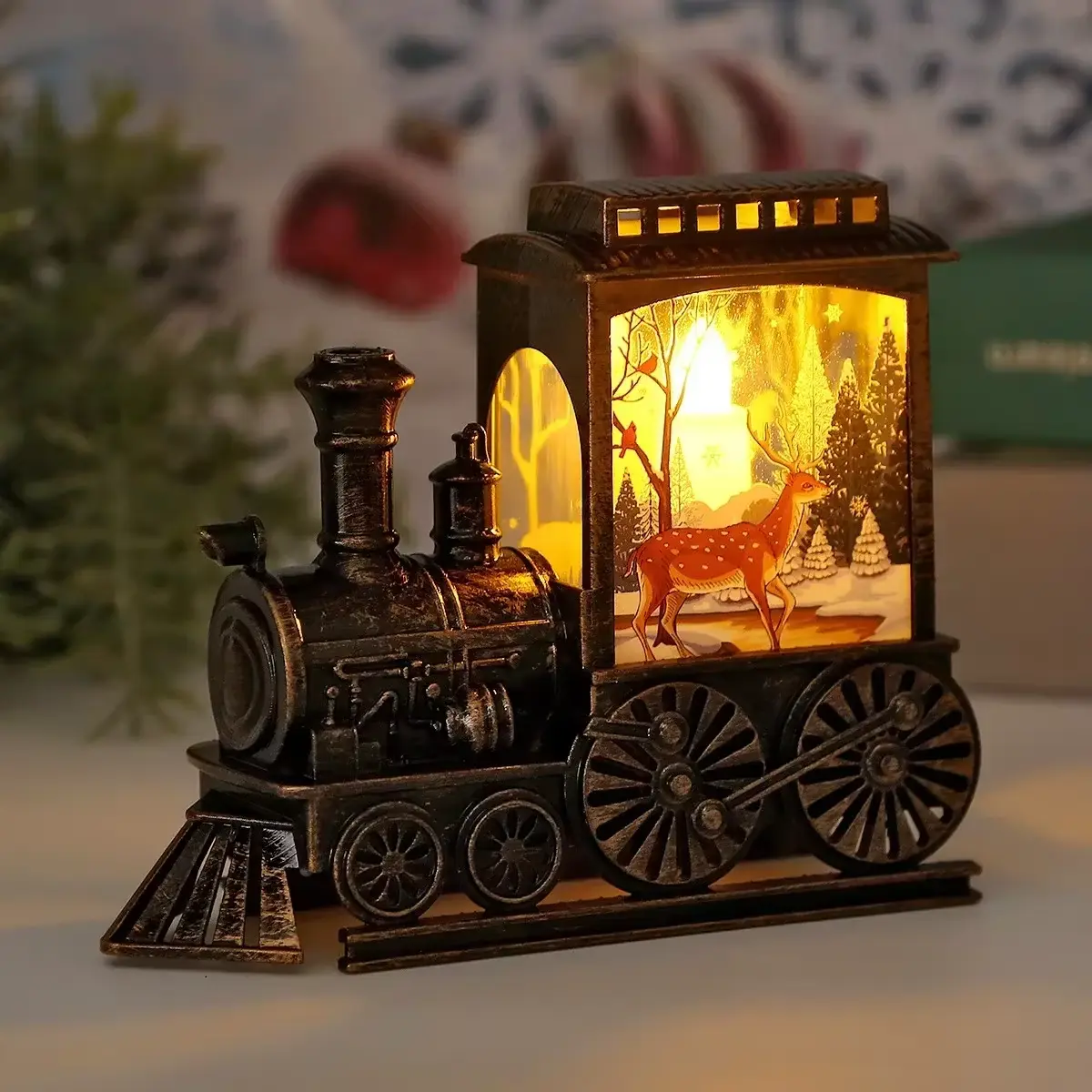 LED Night Light Retro Portable Train Night Light Christmas Gift Christmas Eve Decoration Outdoor Train Night Light Decoration
