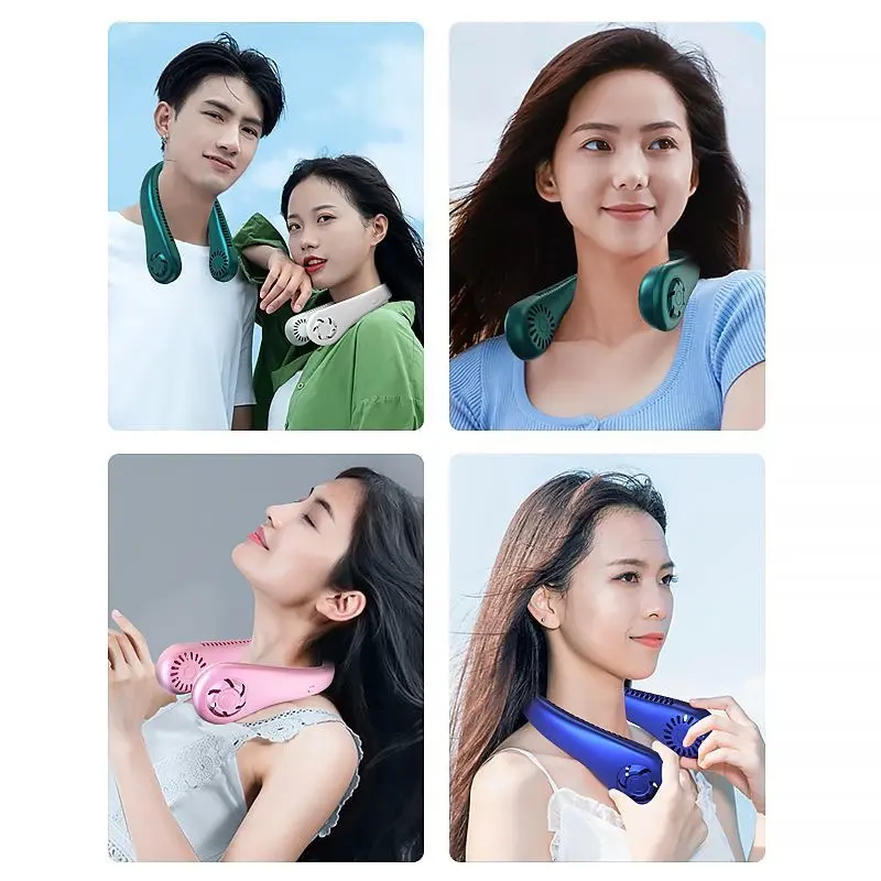Portable Hanging Neck Fan with No Blades Mini Air Cooler Rechargeable Electric Fan Essential for Lazy People Summer Sports Fan