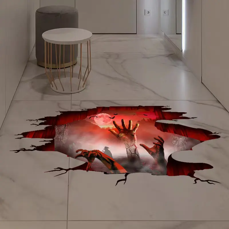 Halloween 3D Ghost Hand Horror Stickers Ghost Grip Wall Stickers Floor Ceiling Stickers Removable Ghost Party Mural Decoration
