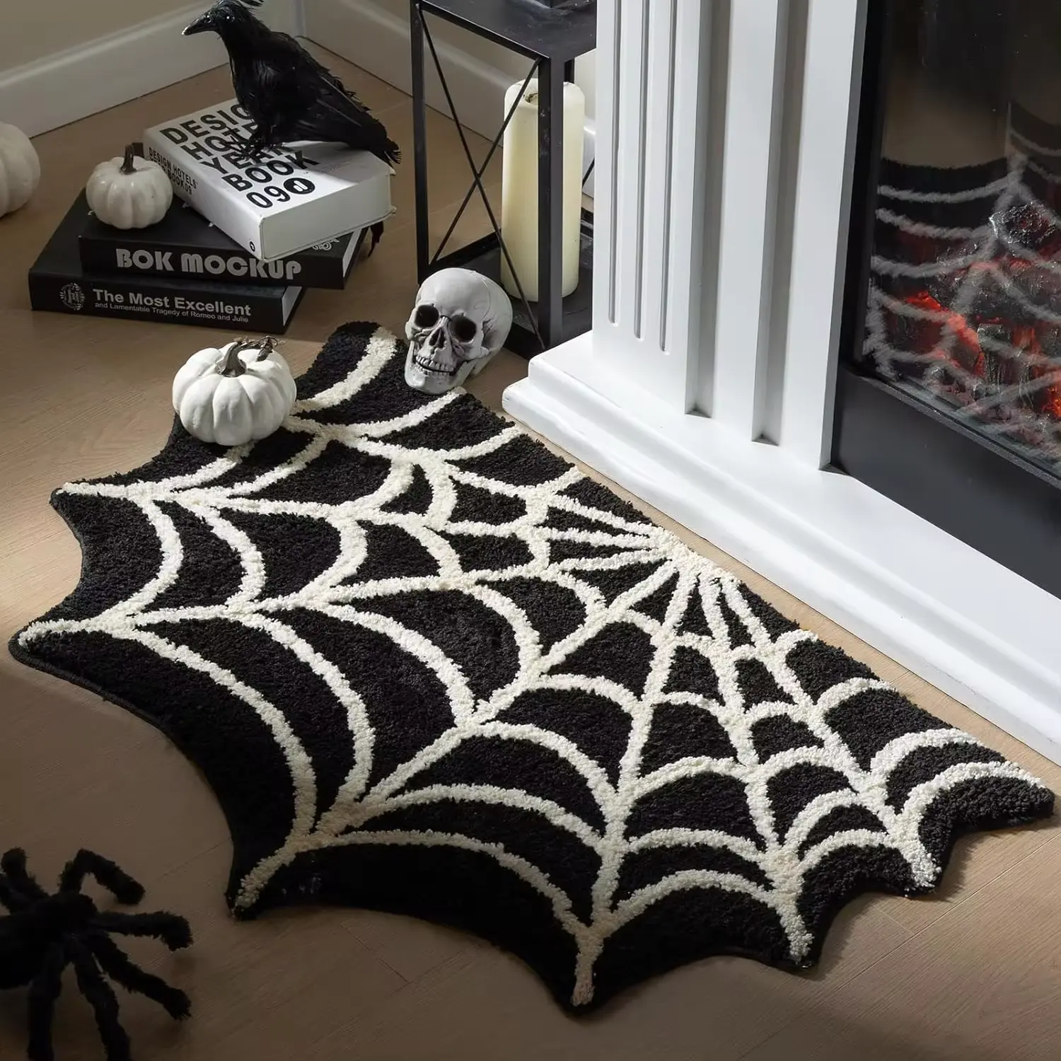 Black Spider Web Halloween Alien Horror Party Carpet Bathroom Carpet Spider Web Entrance Door Mat Decoration Non slip Floor Mat