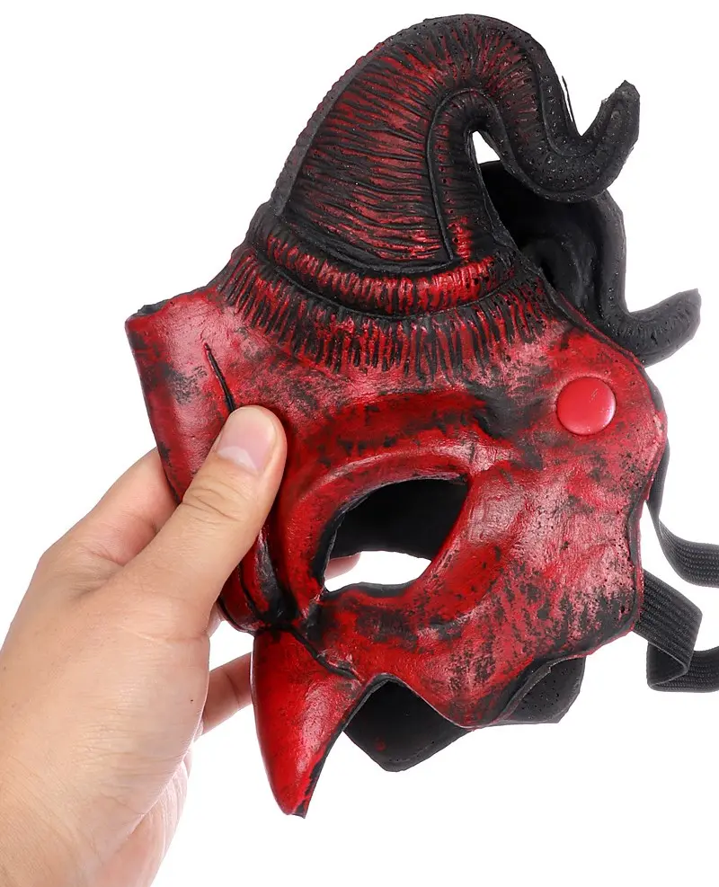 Halloween Devil Mask, Horror Devil Half Face Mask, Role Playing Horror Monster Mask, Ghost House Playing Devil Mask Decoration