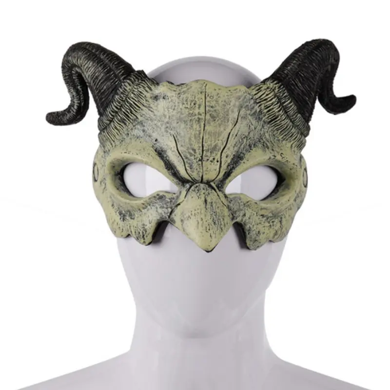 Halloween Devil Mask, Horror Devil Half Face Mask, Role Playing Horror Monster Mask, Ghost House Playing Devil Mask Decoration