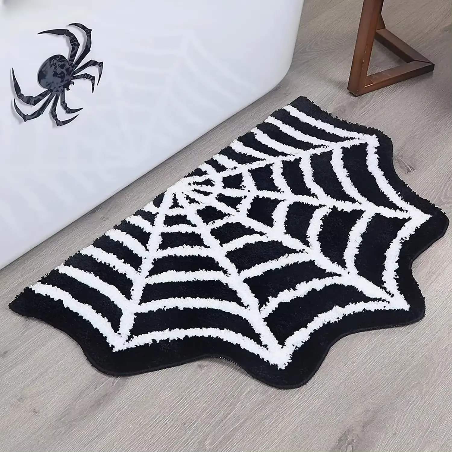 Black Spider Web Halloween Alien Horror Party Carpet Bathroom Carpet Spider Web Entrance Door Mat Decoration Non slip Floor Mat