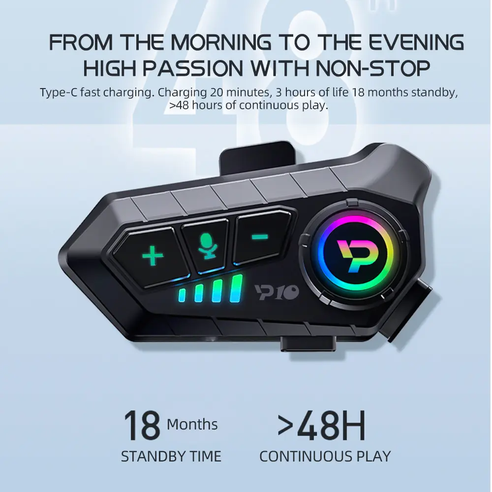 Bluetooth 5.3 Headphone Motorcycle Helmet Headset HandsFree Waterproof 2000mAh Voice Control Wireless Bluetooth Motor Earphone