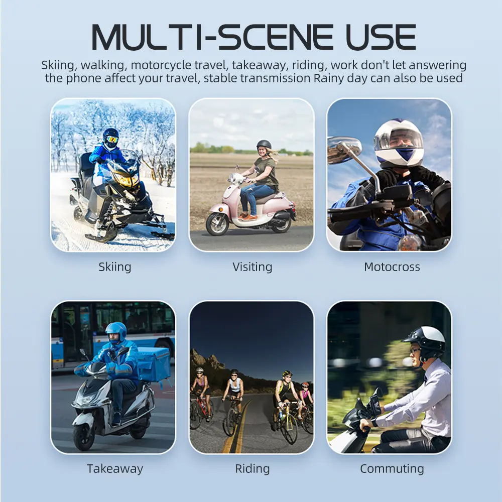 Bluetooth 5.3 Headphone Motorcycle Helmet Headset HandsFree Waterproof 2000mAh Voice Control Wireless Bluetooth Motor Earphone