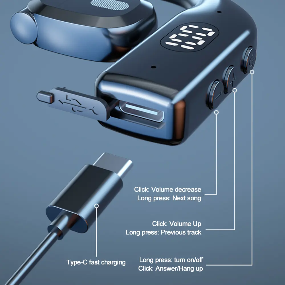 TWS Bluetooth 5.3 Earphone Ear Hook Wireless Headphone 360° Rotation Low Latency HiFi Headset Waterproof Noise Reduction Earbud