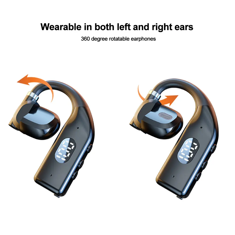 TWS Bluetooth 5.3 Earphone Ear Hook Wireless Headphone 360° Rotation Low Latency HiFi Headset Waterproof Noise Reduction Earbud
