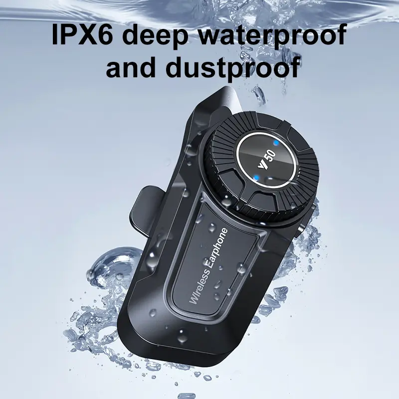 Bluetooth 5.3 Motorcycle Helmet Headset 1800mAh Waterproof Noise Reduction Headphone Wireless Moto Earphone with Volume Control