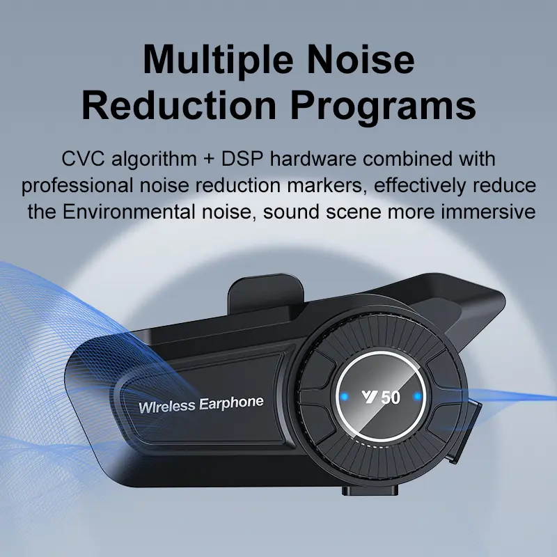 Bluetooth 5.3 Motorcycle Helmet Headset 1800mAh Waterproof Noise Reduction Headphone Wireless Moto Earphone with Volume Control