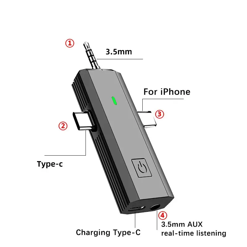 3 In 1 Wireless Lavalier Microphone Universal Ai Noise Reduction Microphone Mic For iphone Type-C 3.5mm Jack Live Broadcas Mic