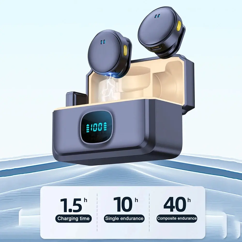 Wireless Lavalier Microphone 2.4G Wireless Microphone Magnetic Suction Microphone Dual Noise Reduction Mic For Video Recording