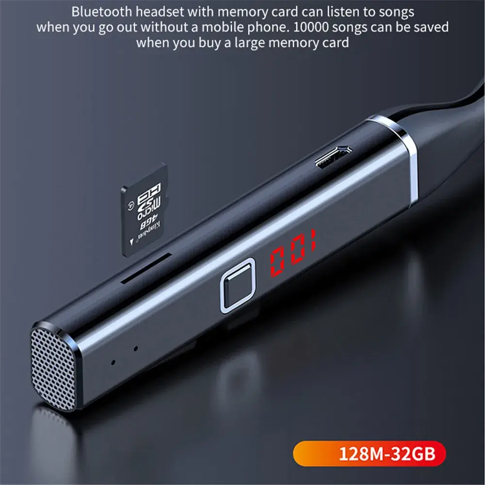 Neckband Headphones Wireless Headsets Bluetooth 5.0 Earphones HiFi Stereo Noise Reduction Earbuds Support TF Playback for Xiaomi
