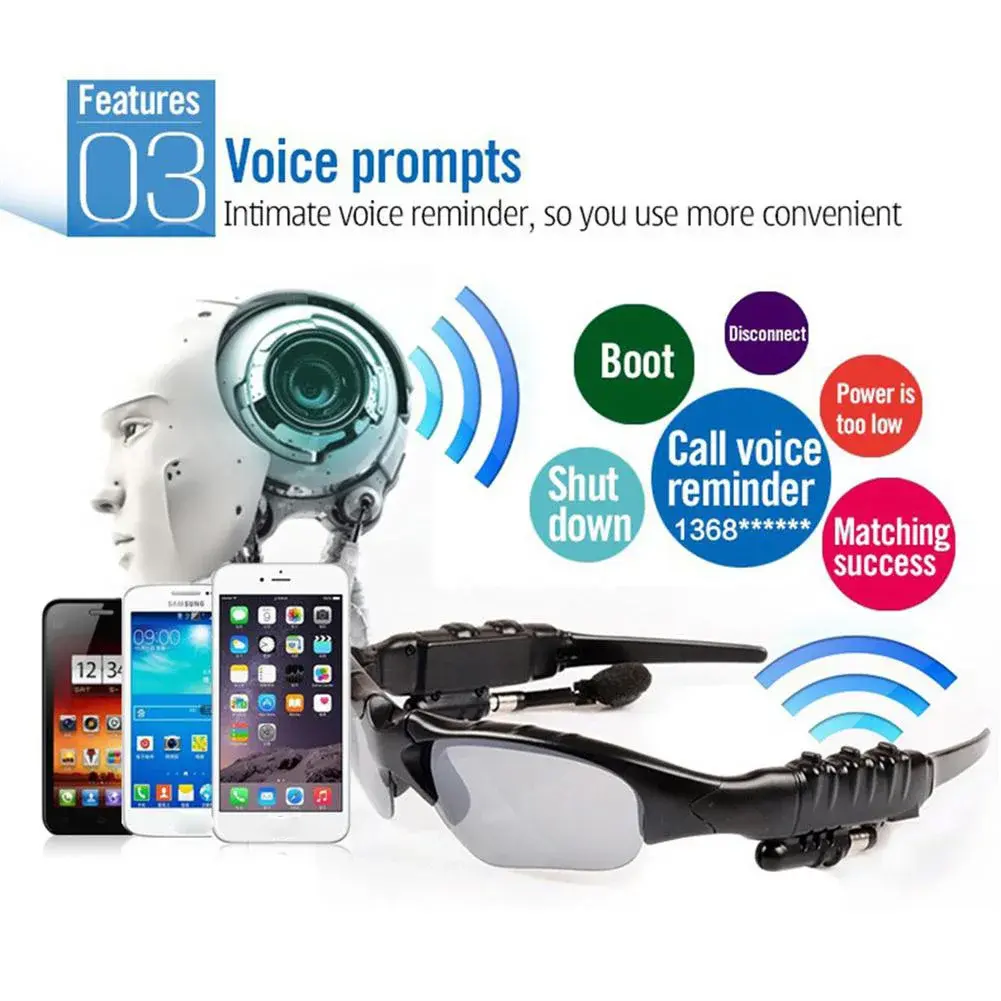 Wireless Glasses Earphones Bluetooth 5.0 Headsets Waterproof Noise Reduction Earbuds Outdoor Headphones with Mic for Xiaomi