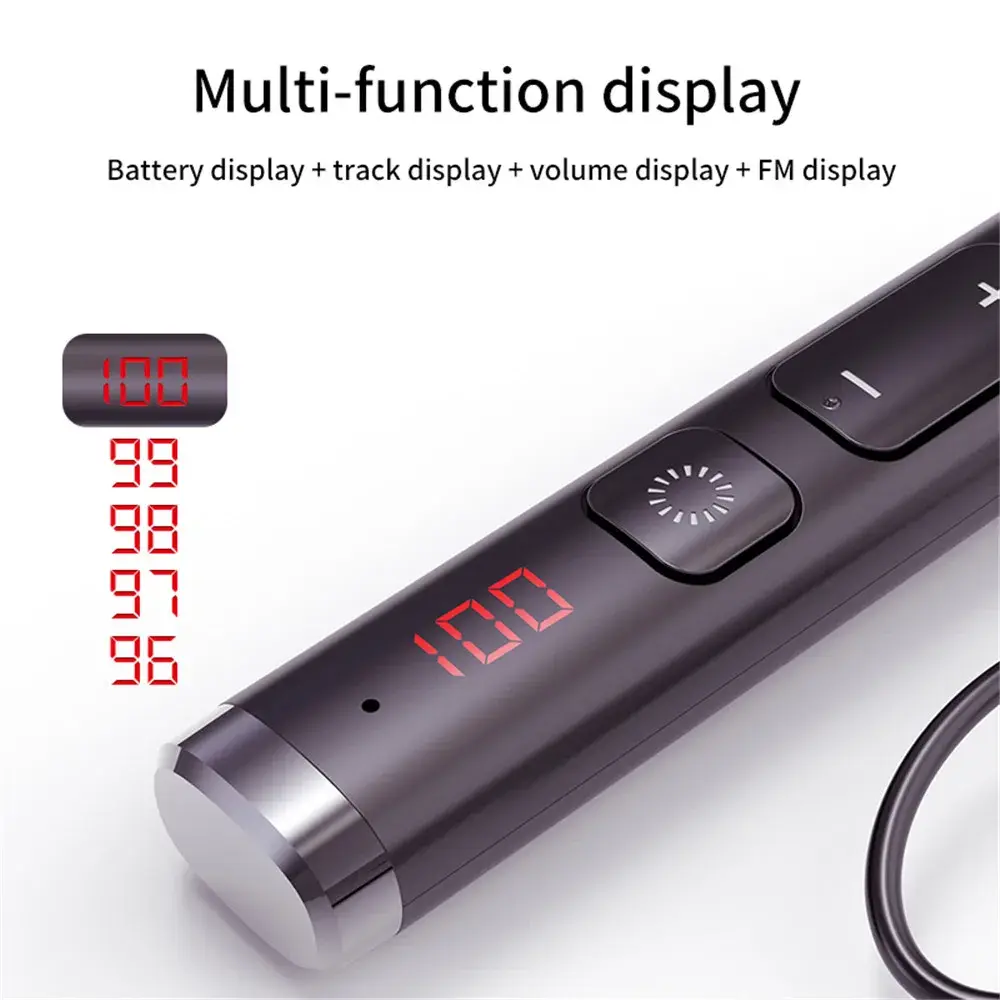 Bluetooth 5.0 Earphones Neckband Headsets Wireless Headphones HiFi Stereo Noise Reduction Earbuds Support BT TF Card FM Radio