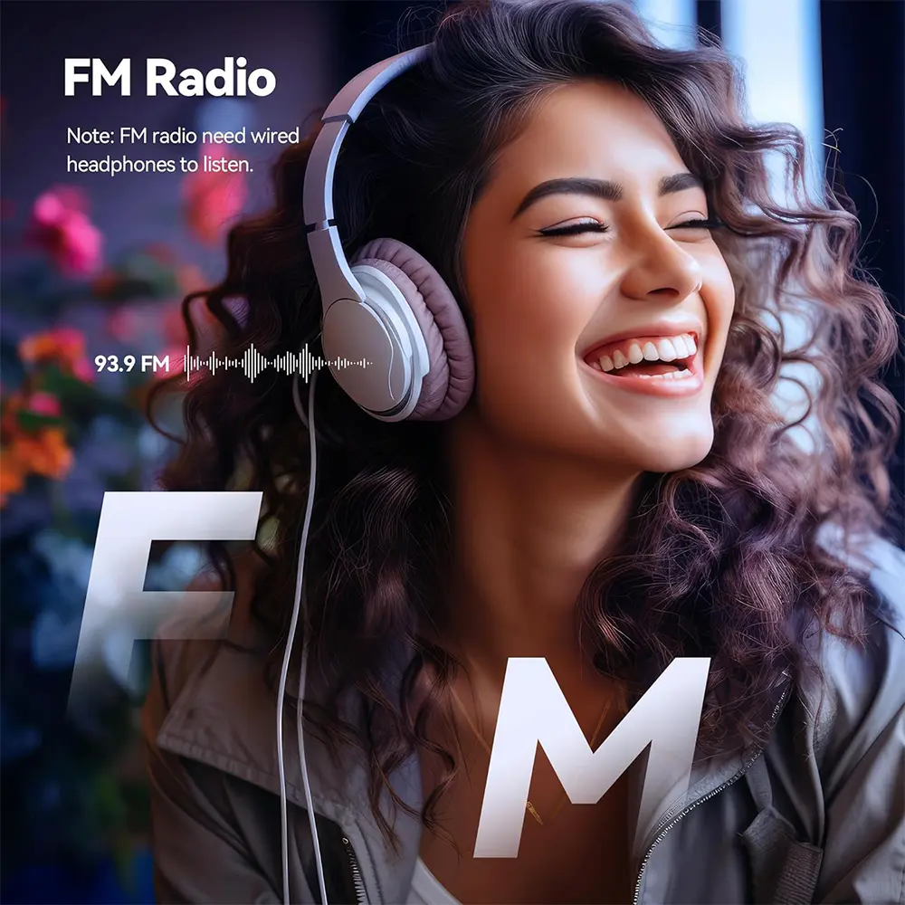 Bluetooth 5.0 MP3 Player MP4 Player Built-in Speaker Portable Stereo Music Player Support TF with FM Radio E-Book Recording