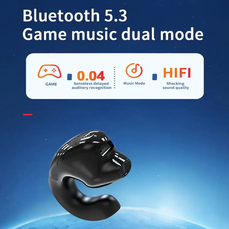 Bluetooth 5.3 Earphone Ear Clip Headphone Wireless Headset with Mic HiFi Stereo Sport Handsfree Earbud For Xiaomi iPhone Samsung