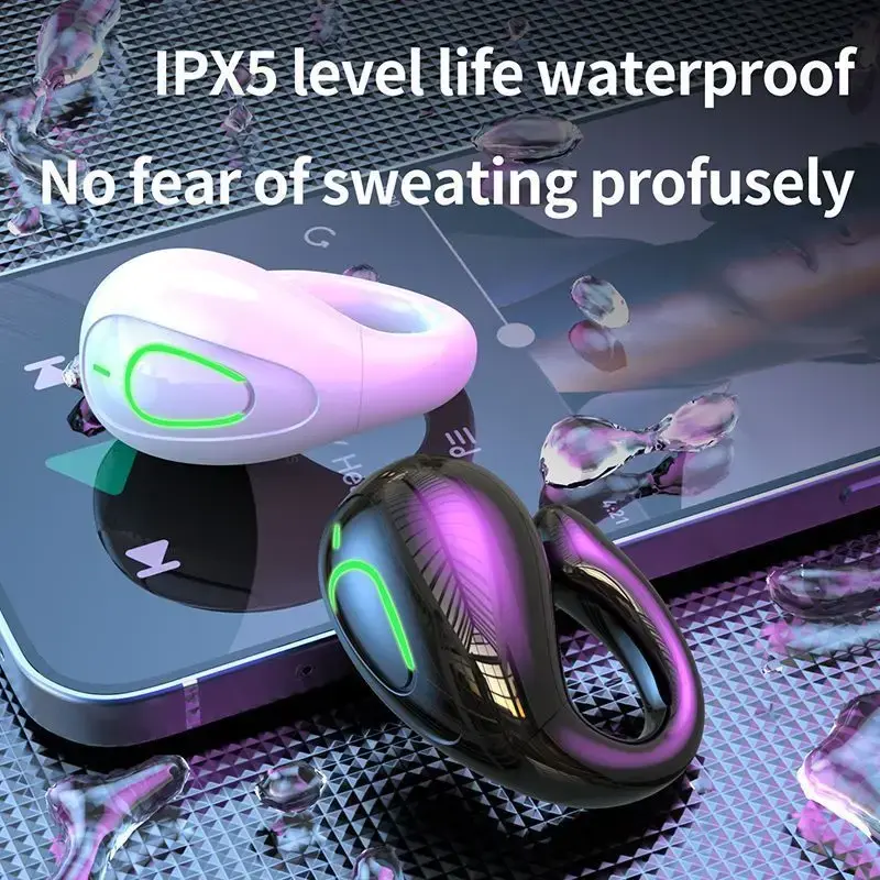 Ear Clip Headphone Bluetooth 5.3 Earphone TWS Wireless Headset HiFi Stereo Sports Waterproof Earbud with Mic for Xiaomi iPhone