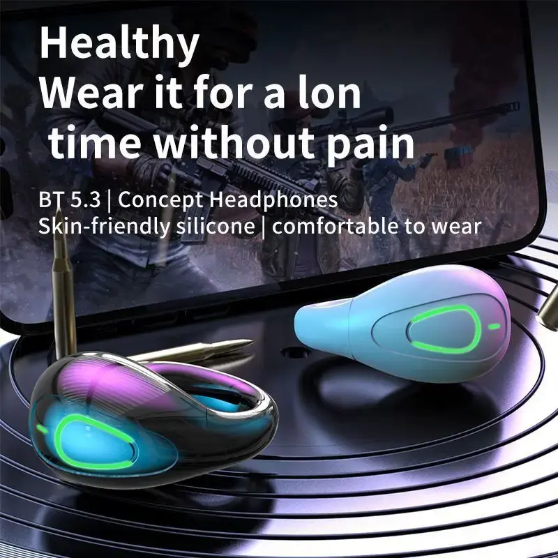 Ear Clip Headphone Bluetooth 5.3 Earphone TWS Wireless Headset HiFi Stereo Sports Waterproof Earbud with Mic for Xiaomi iPhone