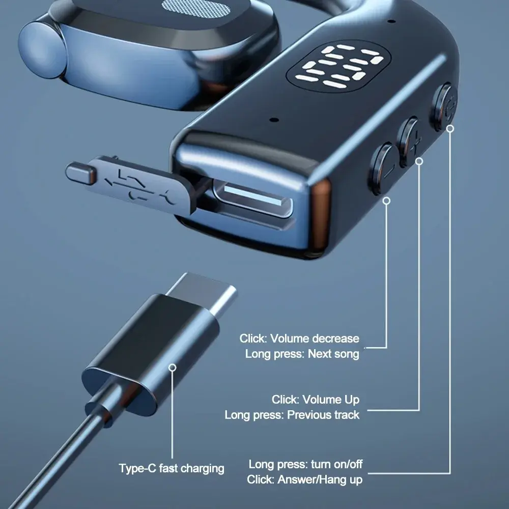 Bluetooth 5.3 Earphone Ear Hook Headphone 180 Rotation HiFi Stereo Sports Wireless Headset Waterproof Earbud for Xiaomi iPhone