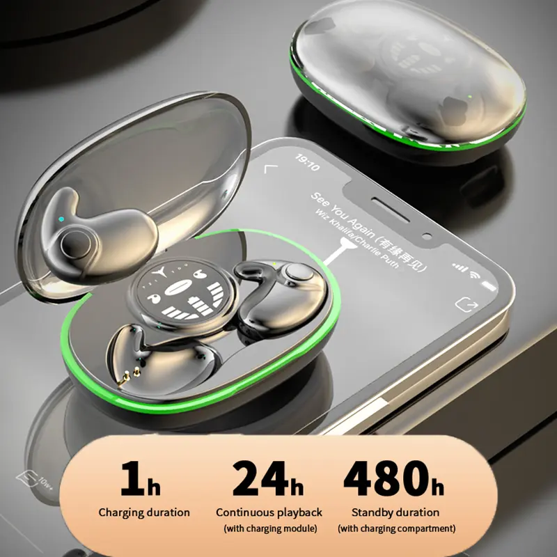 Invisible Sleep Earphones TWS Wireless Bluetooth 5.3 Headphones IPX5 Waterproof Earbuds HiFi Stereo Headphones for Xiaomi Huawei