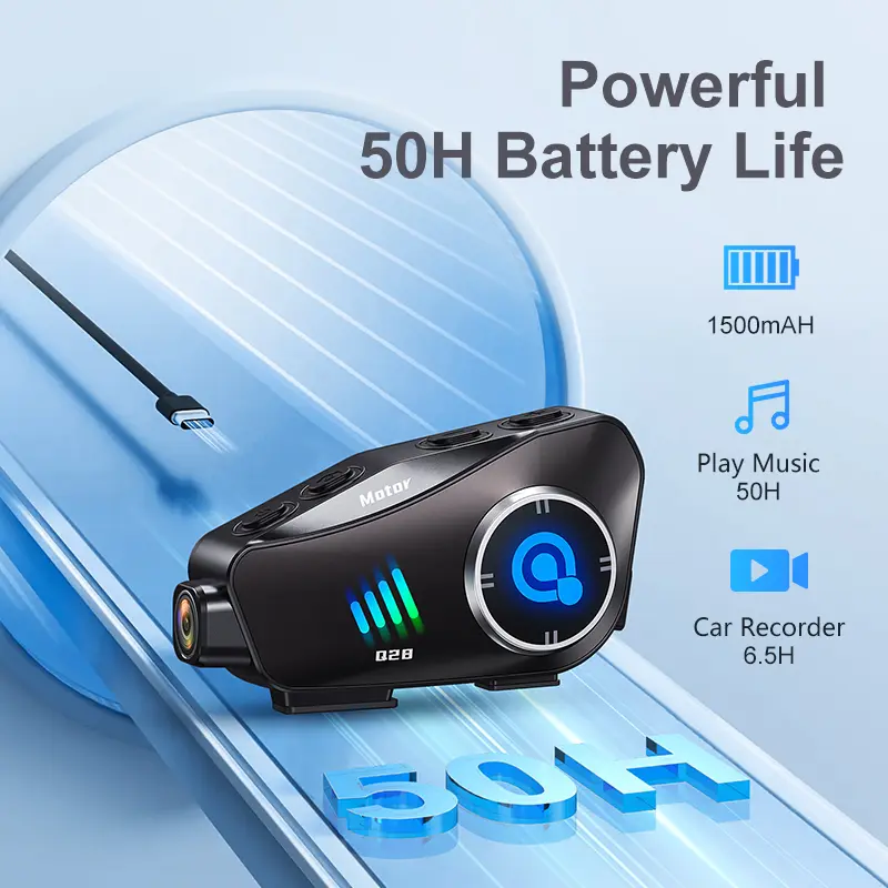 Bluetooth 5.3 Motorcycle Helmet Headset 1080P Video Dashcam Wireless Camera Recorder Bluetooth Headphone Handsfree Call Earphone