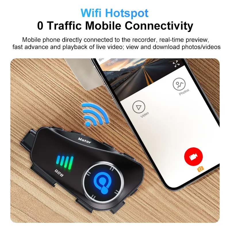 Bluetooth 5.3 Motorcycle Helmet Headset 1080P Video Dashcam Wireless Camera Recorder Bluetooth Headphone Handsfree Call Earphone