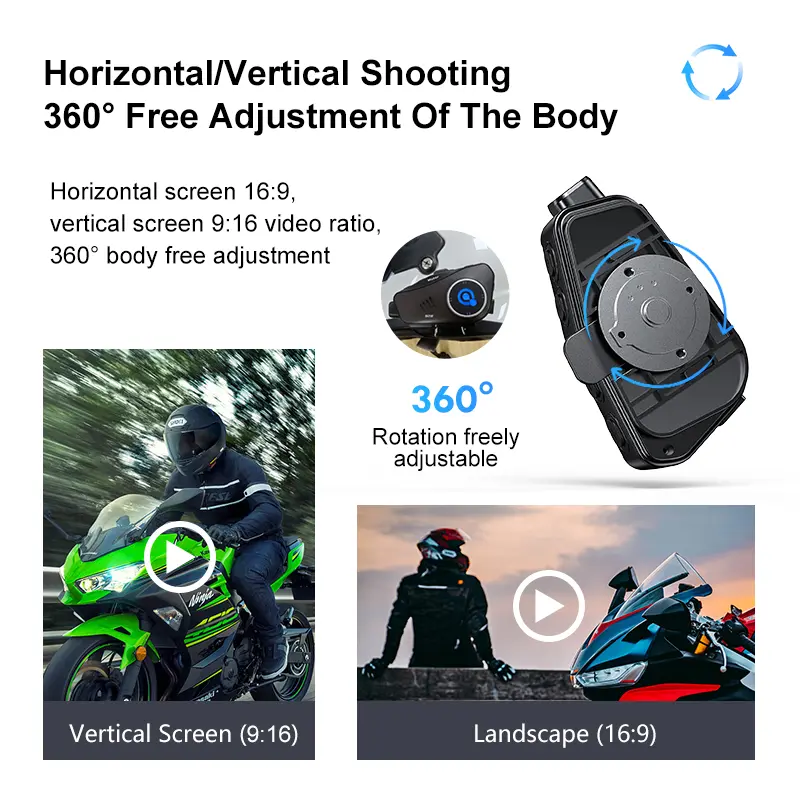 Bluetooth 5.3 Motorcycle Helmet Headset 1080P Video Dashcam Wireless Camera Recorder Bluetooth Headphone Handsfree Call Earphone