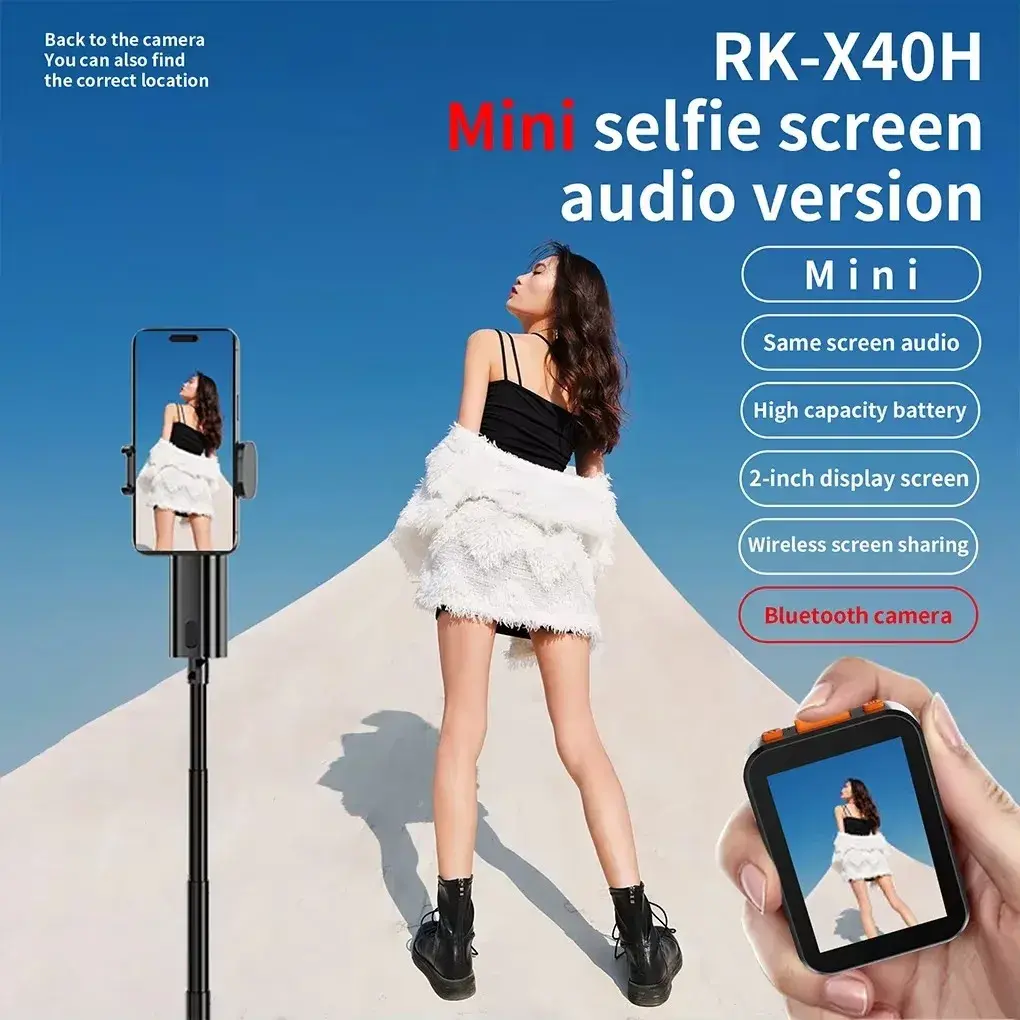 Mini Selfie Phone Screen Phone Vlog Self Timer Monitor Screen Projection Bluetooth Remote Control Photography Outdoor Travel