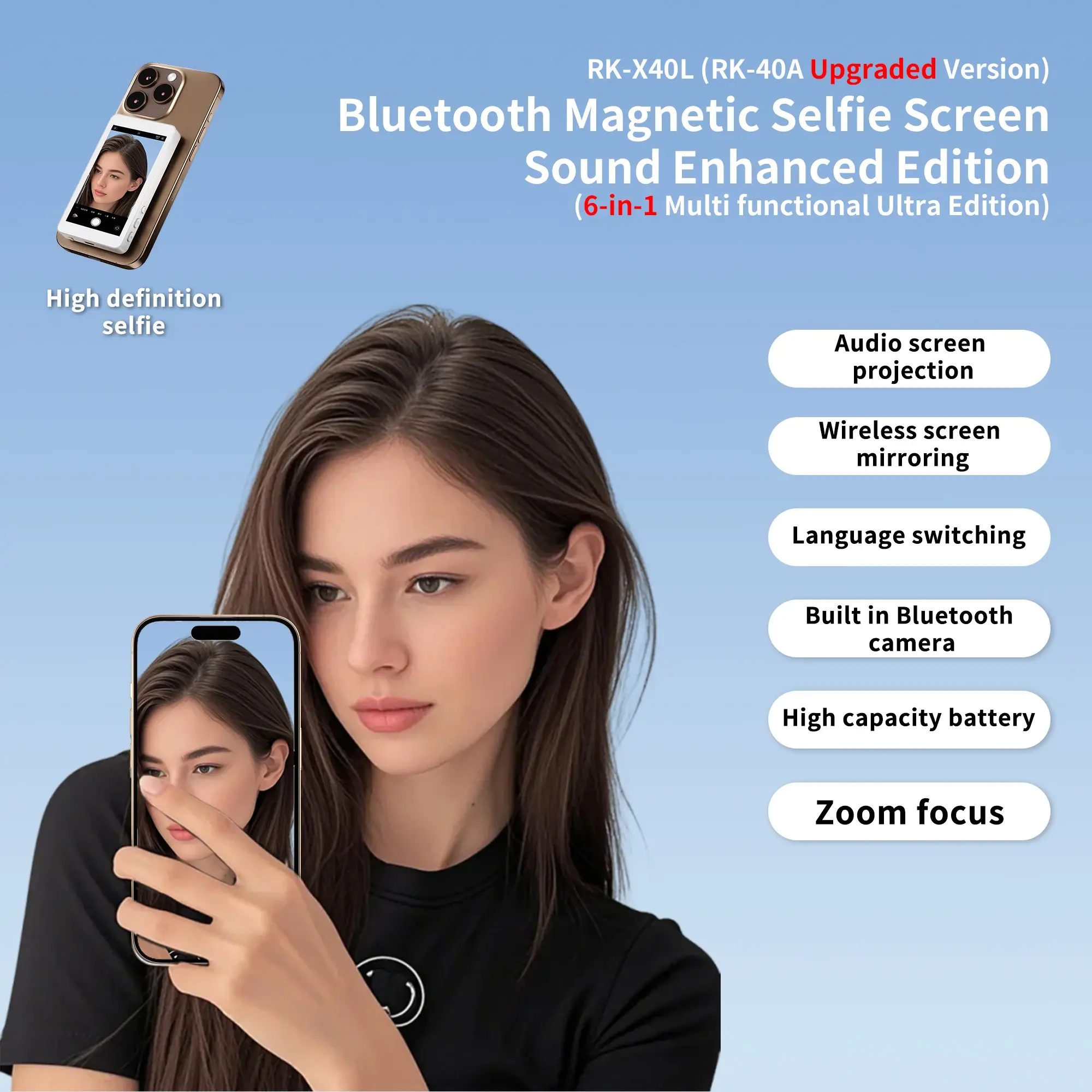 Magnetic Cell Phone Vlog Self Timer Monitor Screen Using Rear Camera Monitor For Live Streaming Creating Content Self-Timer