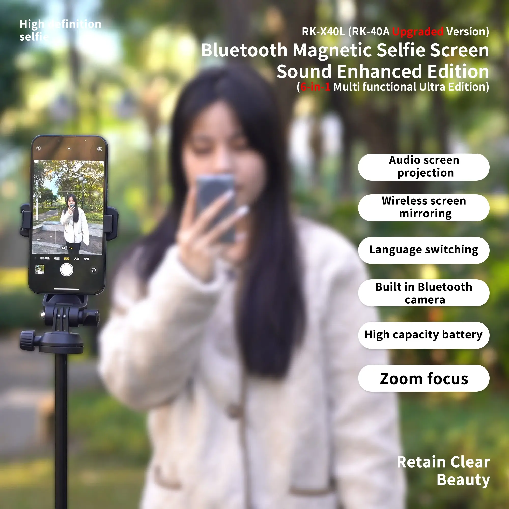 Magnetic Cell Phone Vlog Self Timer Monitor Screen Using Rear Camera Monitor For Live Streaming Creating Content Self-Timer