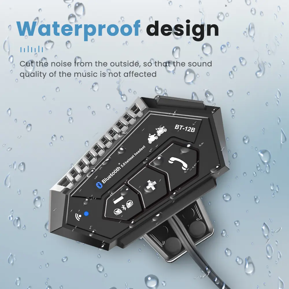 Bluetooth 5.0 Headset Motorcycle Helmet Headphone Intercom 300M Intercom Distance 2000mAh Waterproof Noice Reduction Earphone