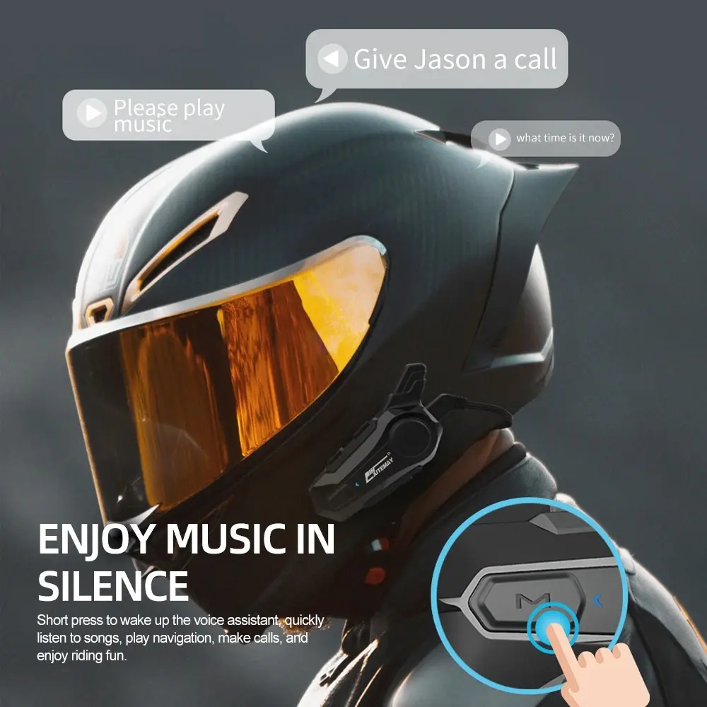 Bluetooth Headphone Motorcycle Helmet Intercom Headset 1000M For 2 Rider Intercomunicador Moto Wireless Interphone Handfree Call