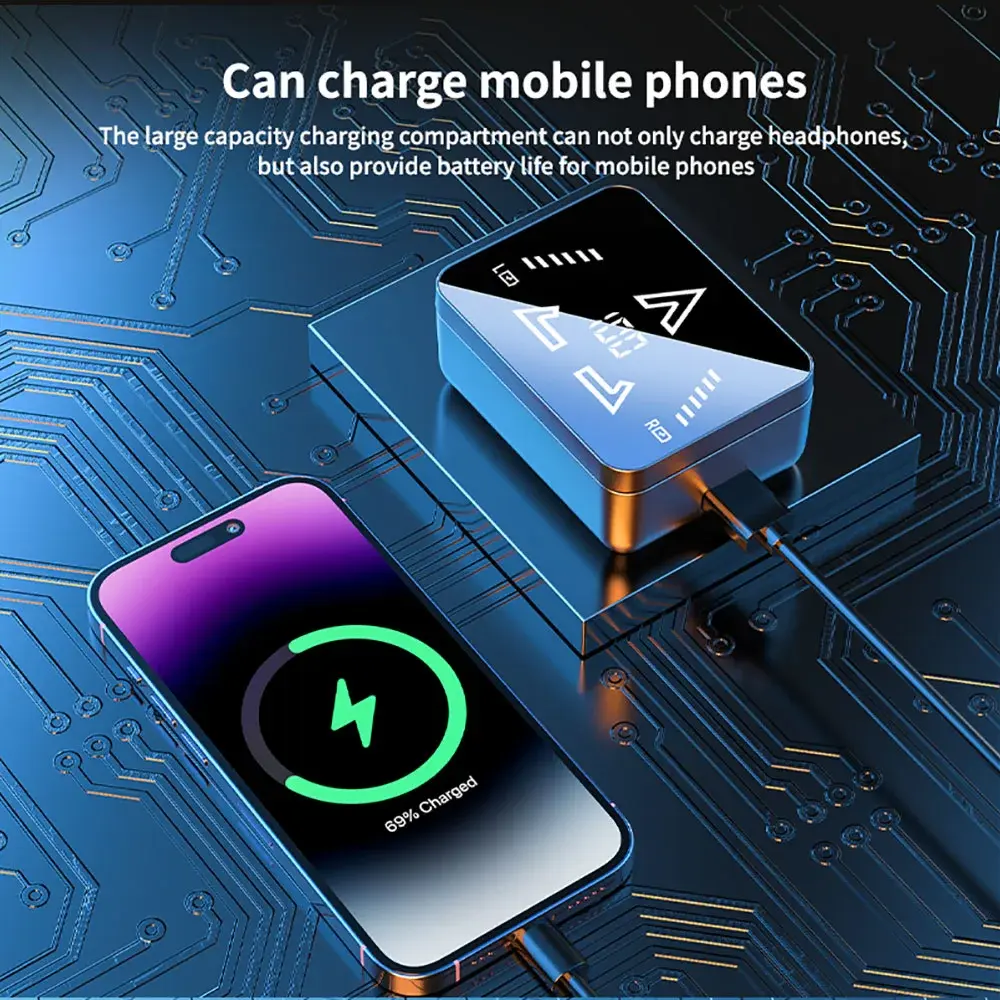 Bluetooth 5.4 Earphones 800mAh Battery Wireless Headphones Sports Noise Reduction Waterproof Earbuds HiFi Stereo Gaming Headsets