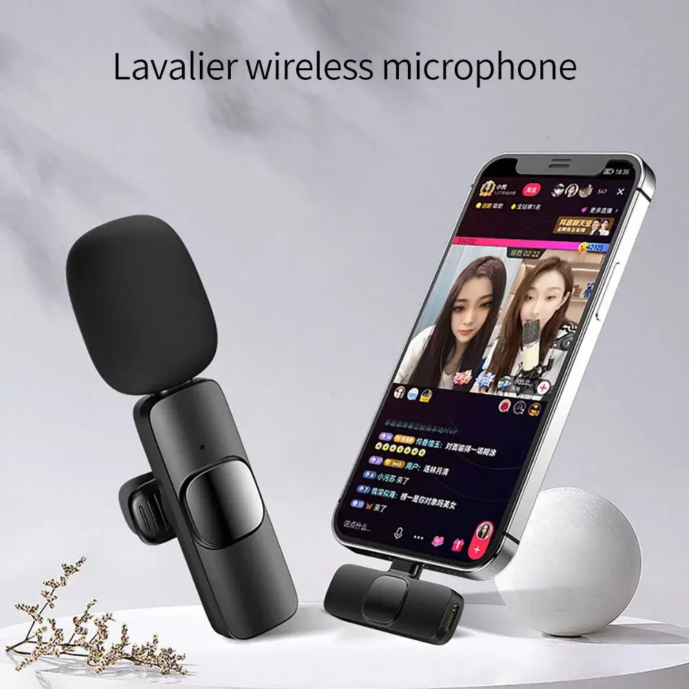 Lavalier Microphone 2.4G Wireless Microphone Noise Reduction Audio Video Recording Mini Microphone for Live Broadcast Game