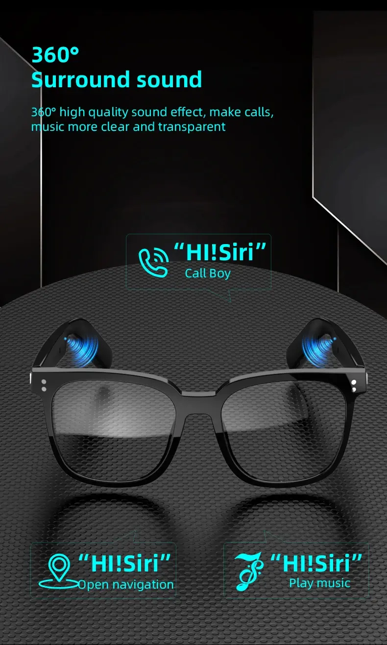Smart Glasses Headsets Bluetooth 5.4 Earphones Air Conduction Headphones Noise Reduction Earbuds Outdoor for Xiaomi iPhone