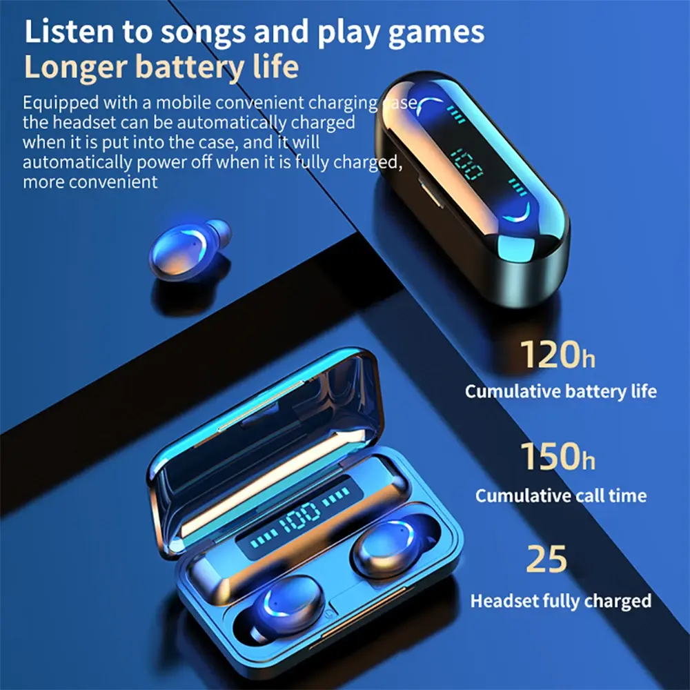Wireless Earphones in-ear Bluetooth 5.1 Headphones LED Display Headsets Waterproof HD Calling Noise Reduction Earbuds for Xiaomi