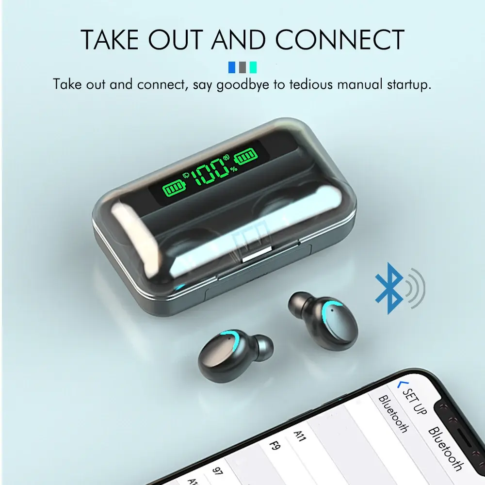 Wireless Earphones in-ear Bluetooth 5.1 Headphones LED Display Headsets Waterproof HD Calling Noise Reduction Earbuds for Xiaomi