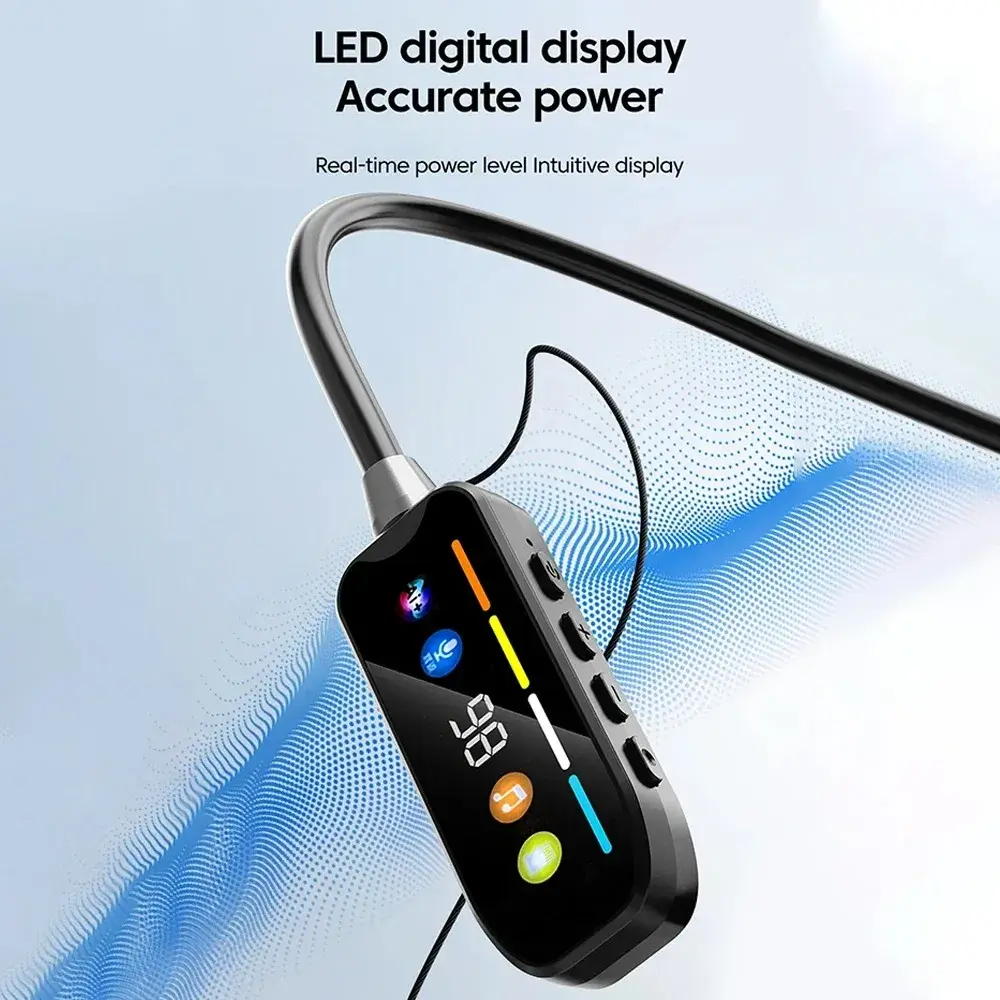 HD Screen Bluetooth 5.4 Headphones Neckband Earphones TWS Wireless Headsets HiFi Stereo Waterproof Earbuds Support TF Card