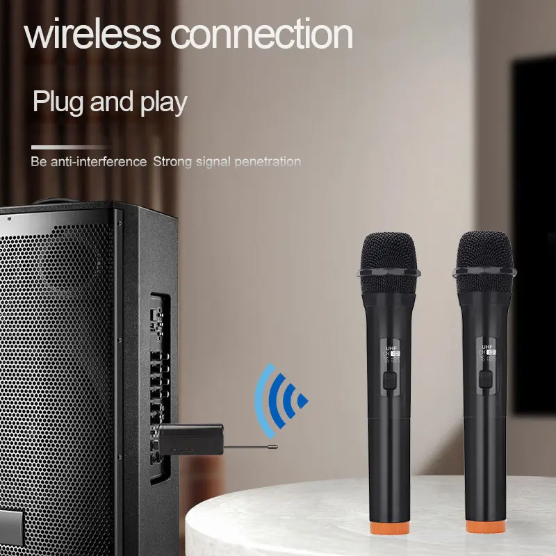 Wireless Microphone Dynamic Handheld Microphones Karaoke Microphone Mic with Rechargeable Receiver for Wedding Party Church Club